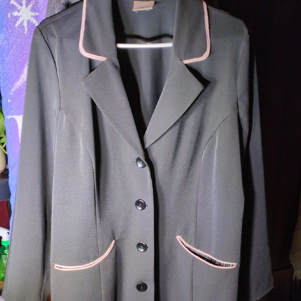 Fashion Bug Black Blazer & Matching Slacks with Pink Accents